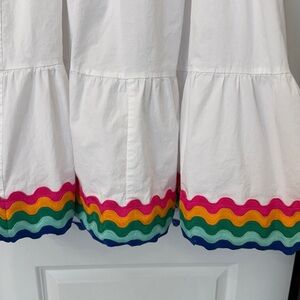 NWT Crown & Ivy White Sleeveless Tiered Swing Dress with Multicolor Hem Size XL